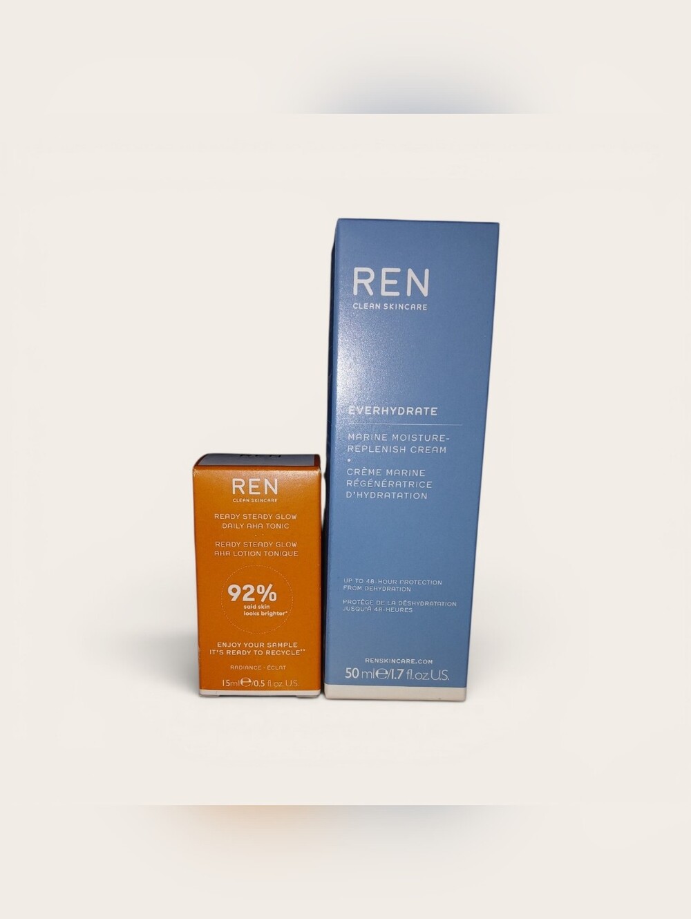 REN EVERHYDRATE Marine Moisture Replenish Cream W/REN Glow Tonic Duo